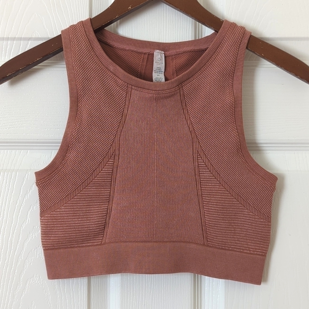 Offline by Aerie Stretch Extensible Medium Support High Neck Sports Bra Pink S